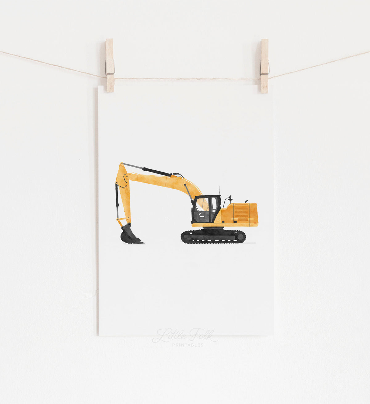 Excavator Print - Yellow