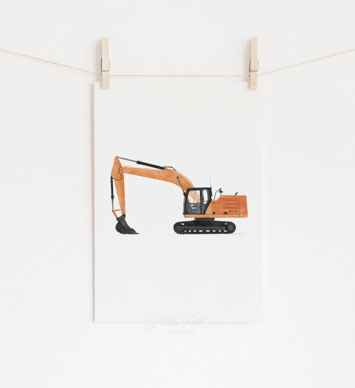 Excavator Print - Orange
