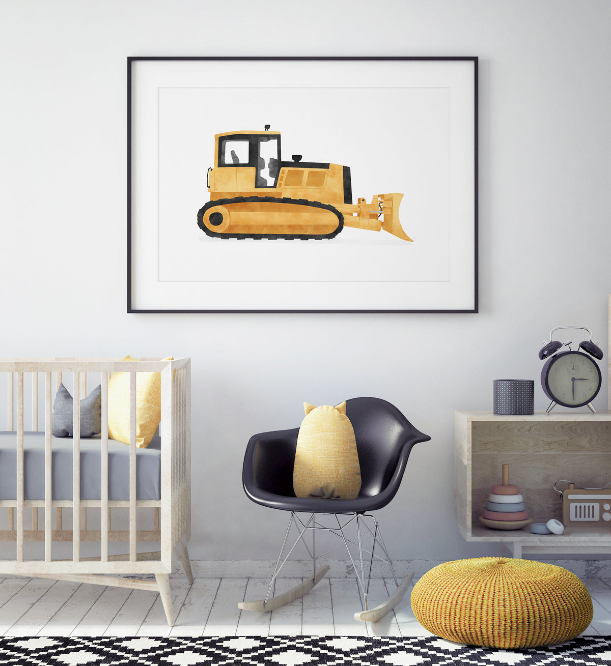 Bulldozer Horizontal Print - Yellow