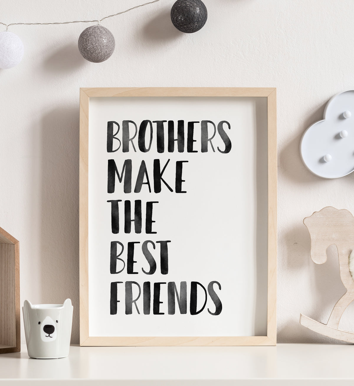 Brothers Make the Best Friends Print - Black