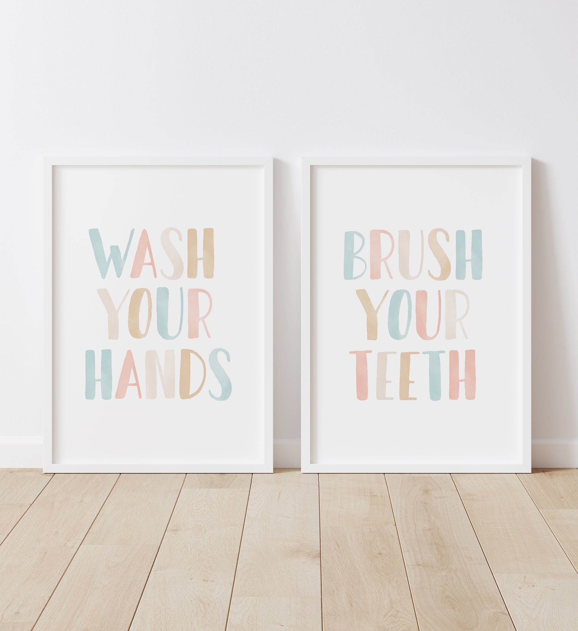 Wash Your Hands, Brush Your Teeth Set of 2 Prints No. 3
