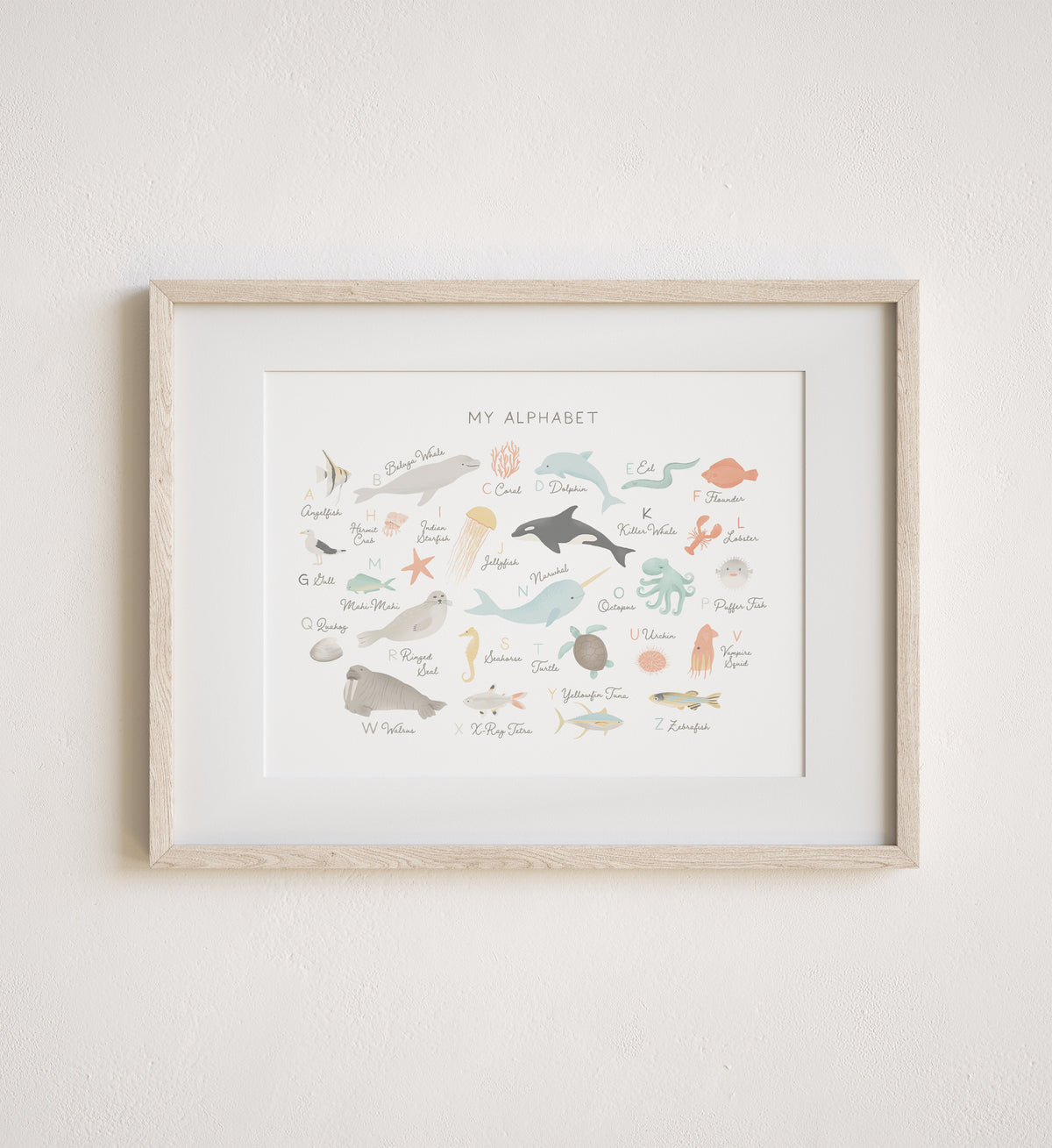 Beach Animal Alphabet Horizontal Print