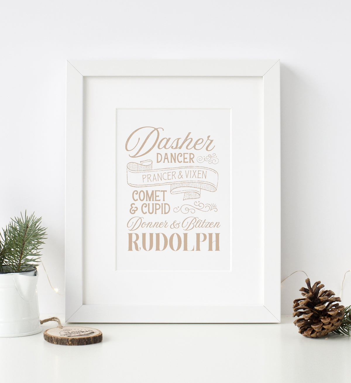 Gold Reindeer Names Print