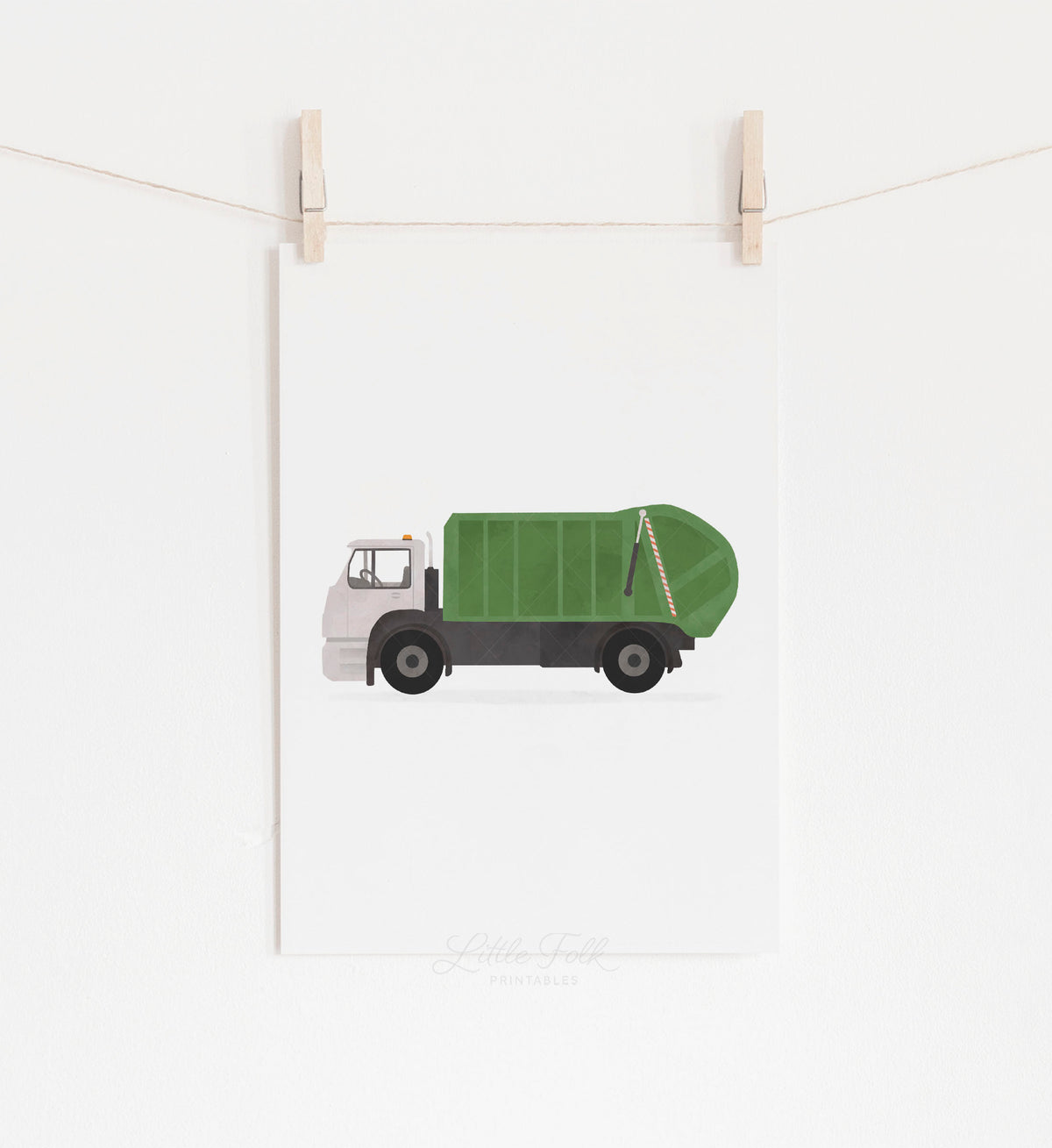 Garbage Truck Print - Green
