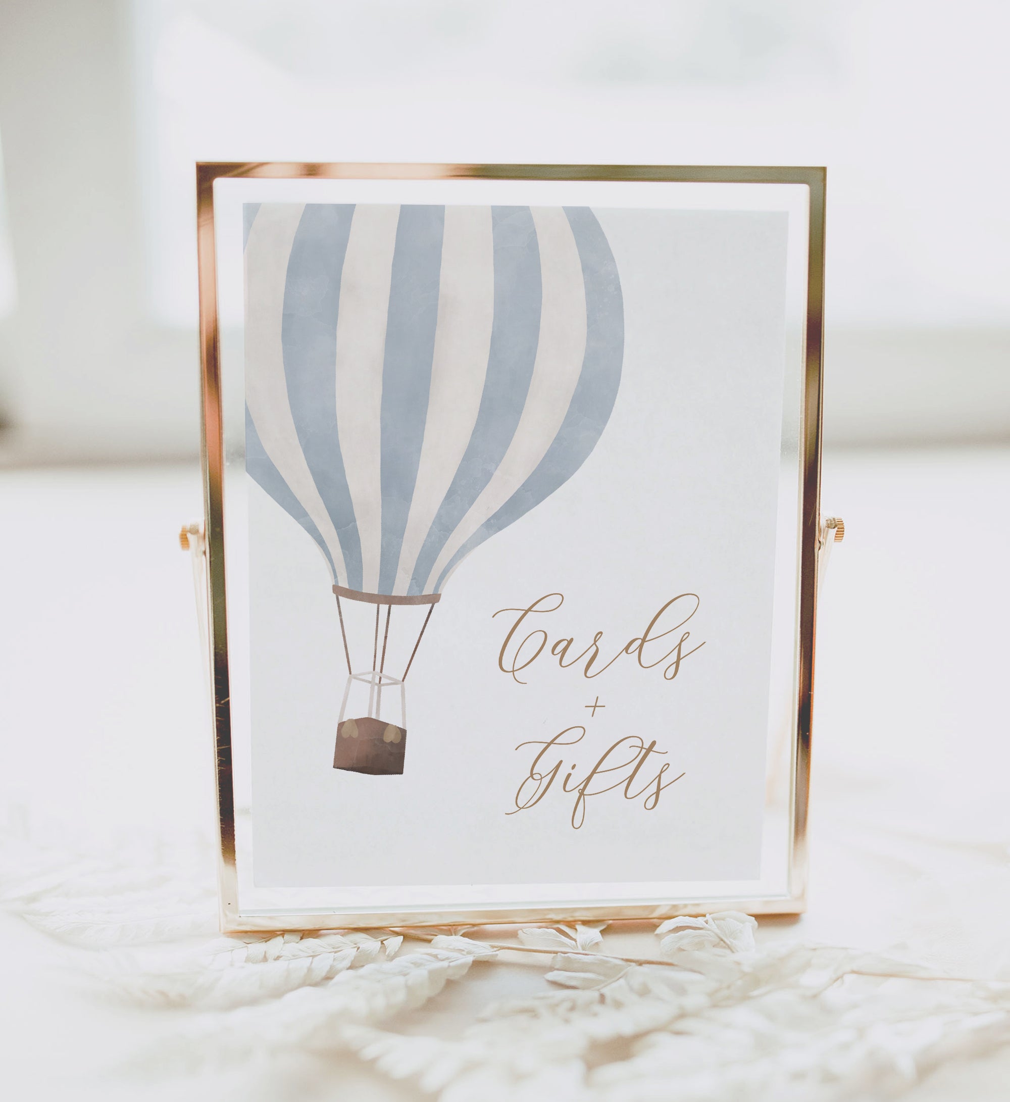 Blue Hot Air Balloon Baby Shower Cards and Gifts Sign