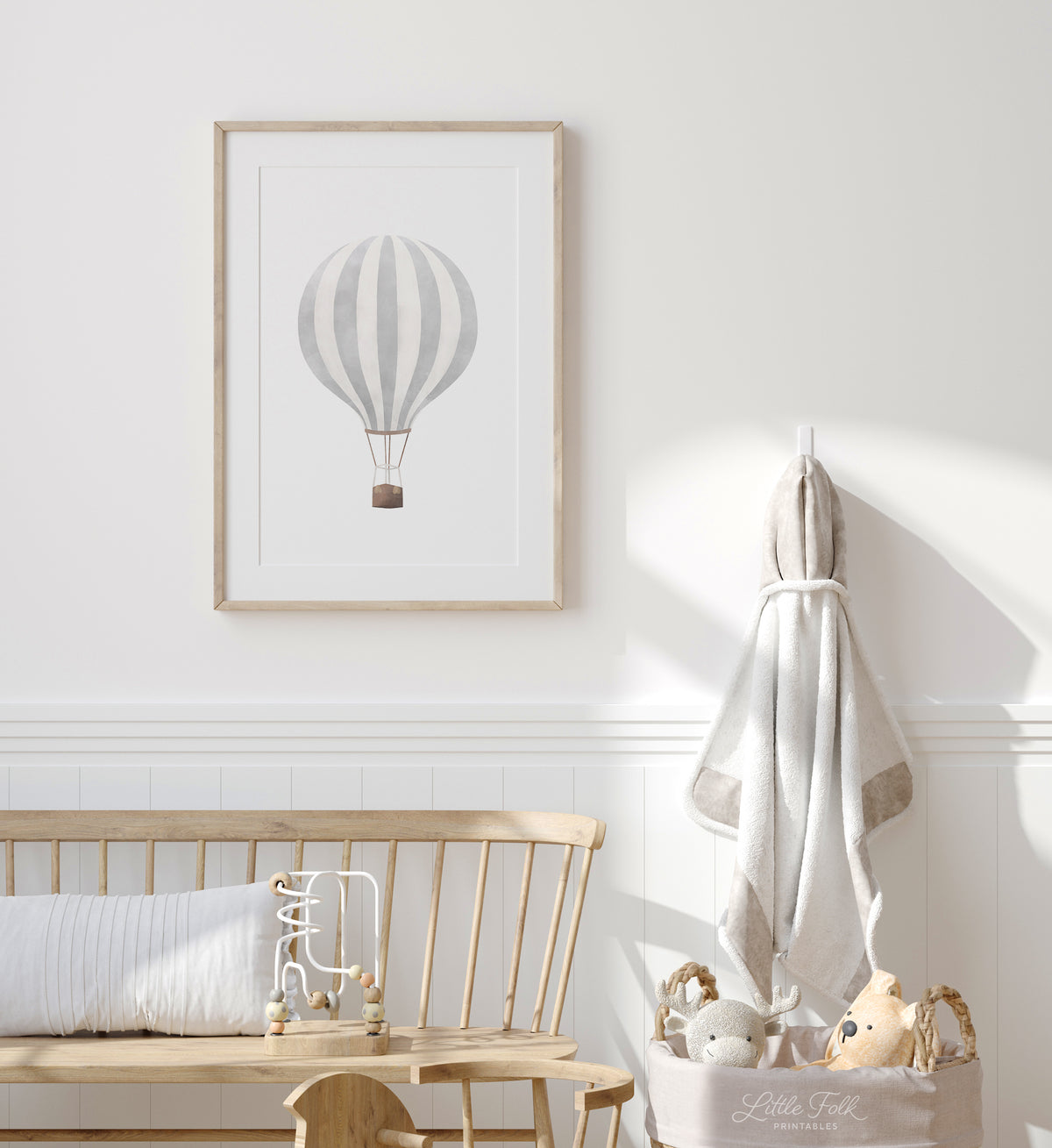 Hot Air Balloon Print - Gray