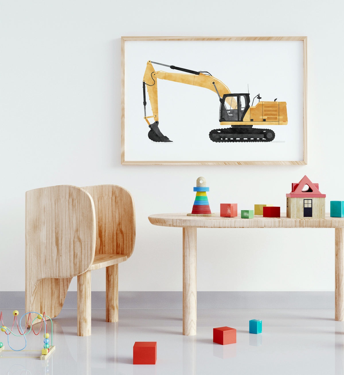 Excavator Horizontal Print - Yellow