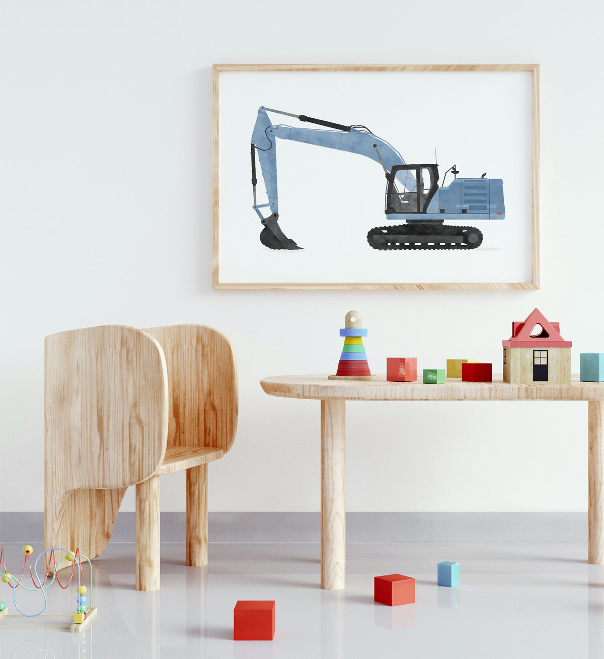 Excavator Horizontal Print - Blue