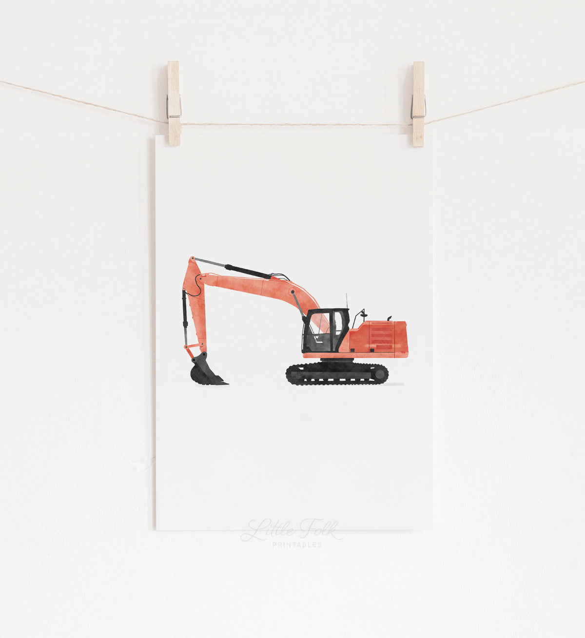 Excavator Print - Red