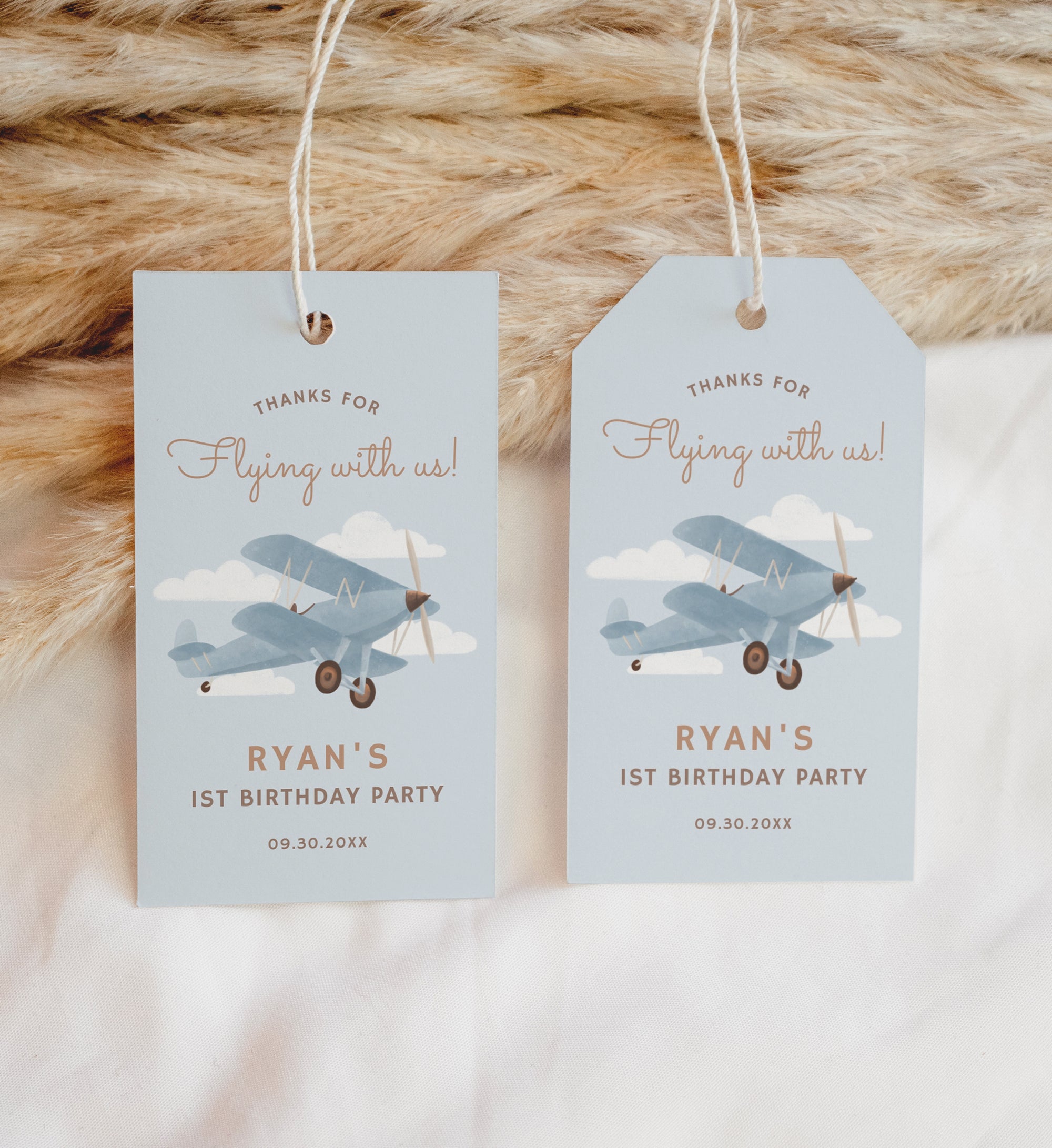 Editable Airplane Birthday Party Favor Tag Template