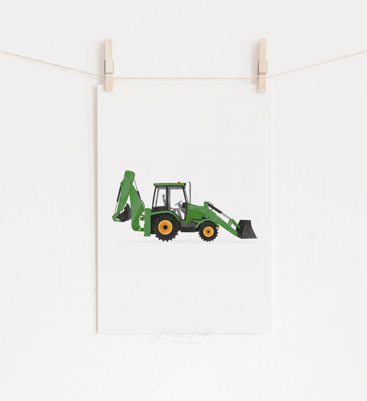 Backhoe Loader Print - Green