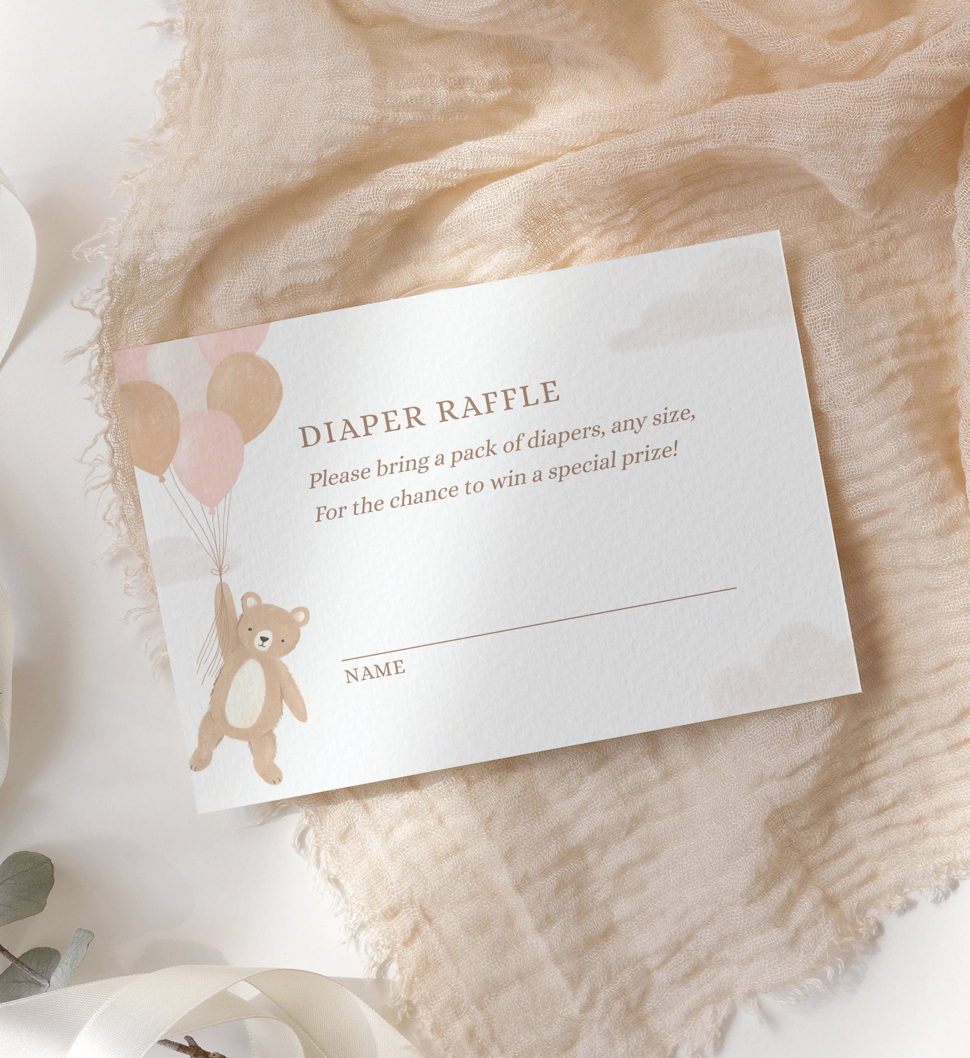 Editable We Can Bearly Wait Diaper Raffle Ticket