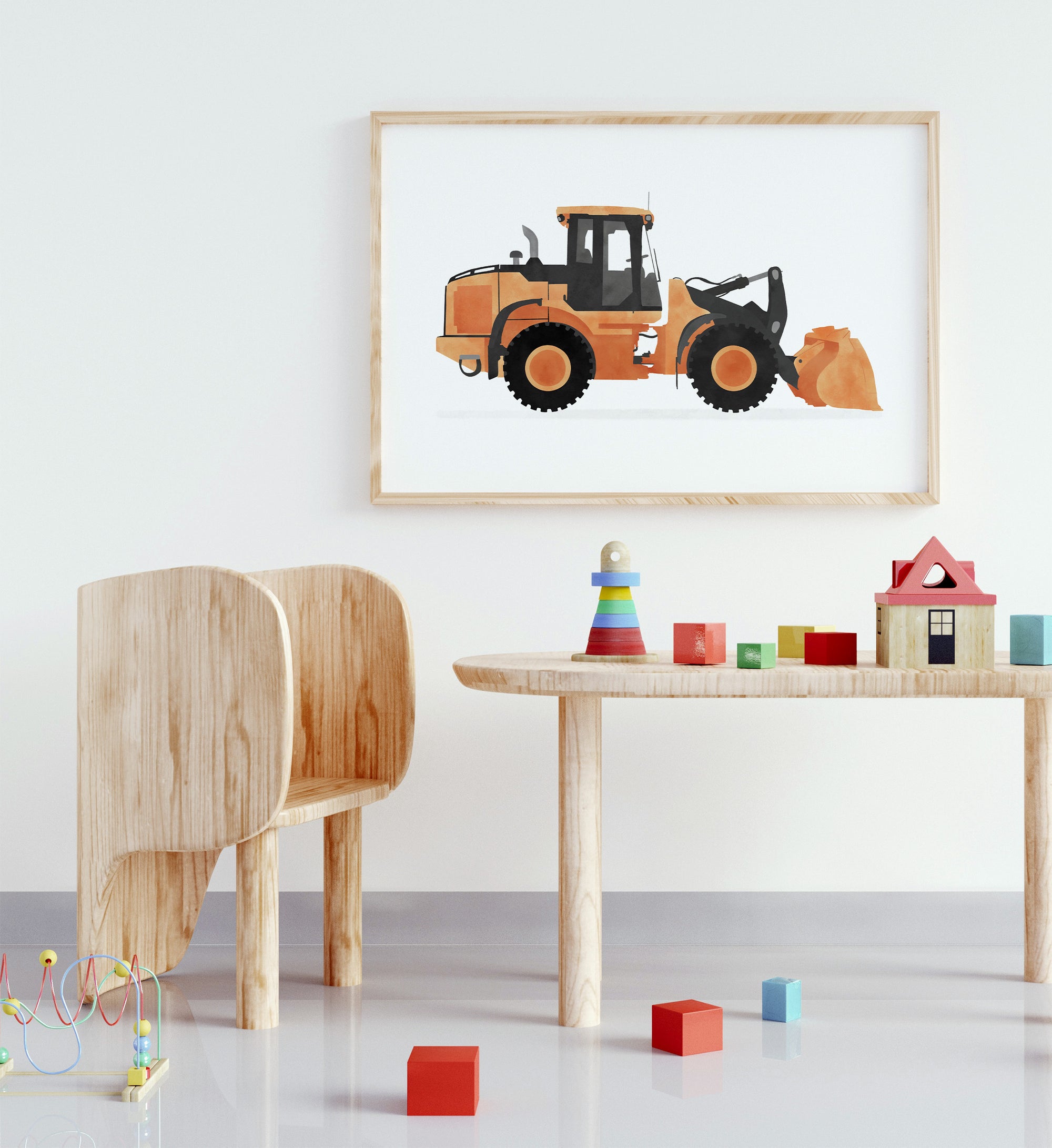 Printable Front Loaders Front Loader Horizontal Print - Orange - Little Folk Printables