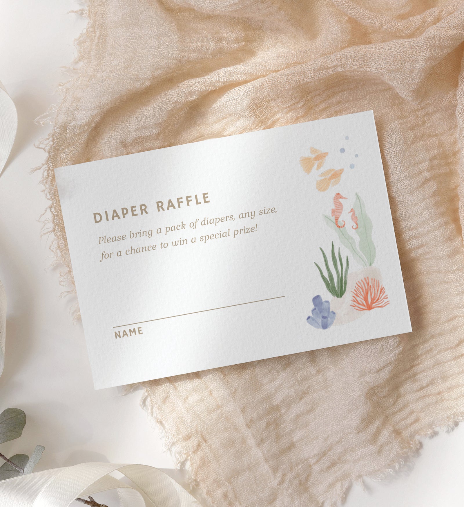 Editable Under the Sea Diaper Raffle Ticket