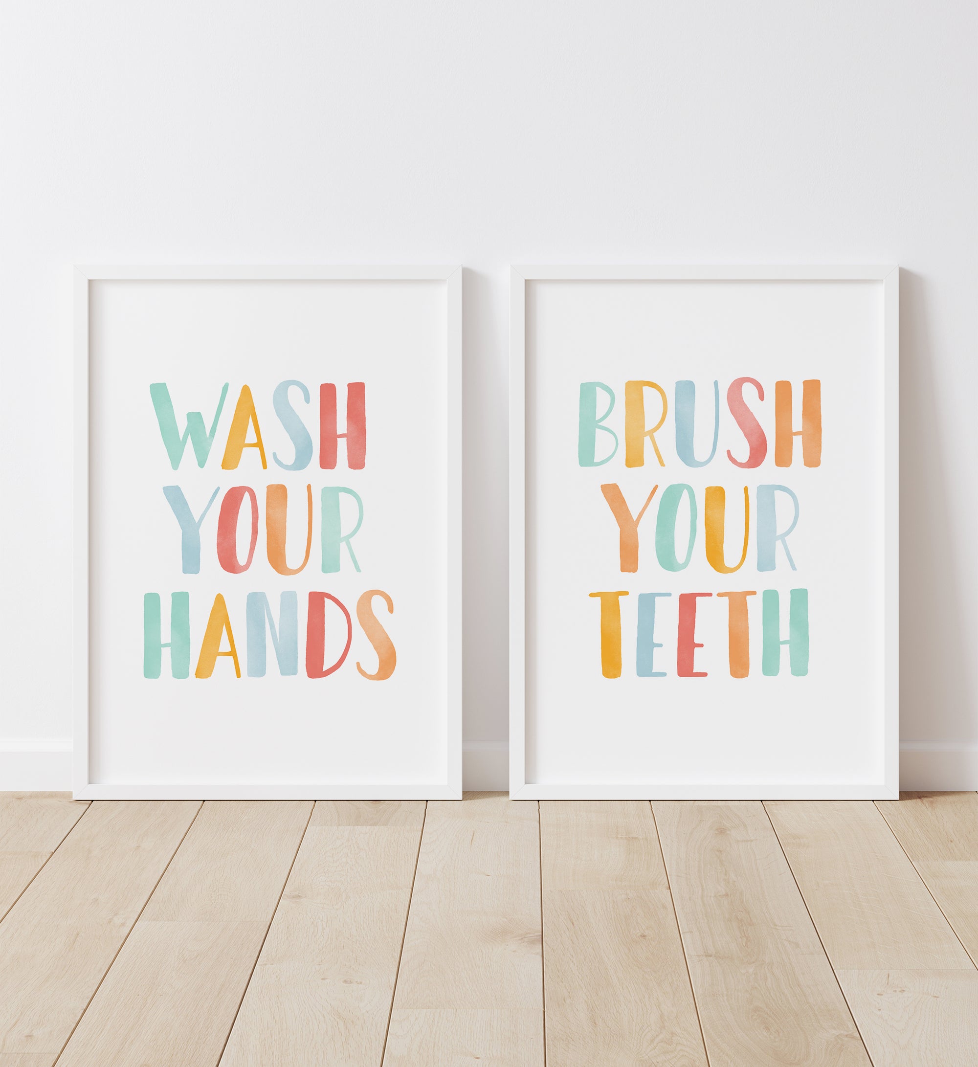Wash Your Hands, Brush Your Teeth Set of 2 Prints No. 1