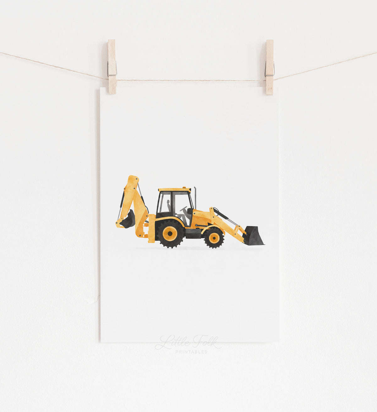 Backhoe Loader Print - Yellow