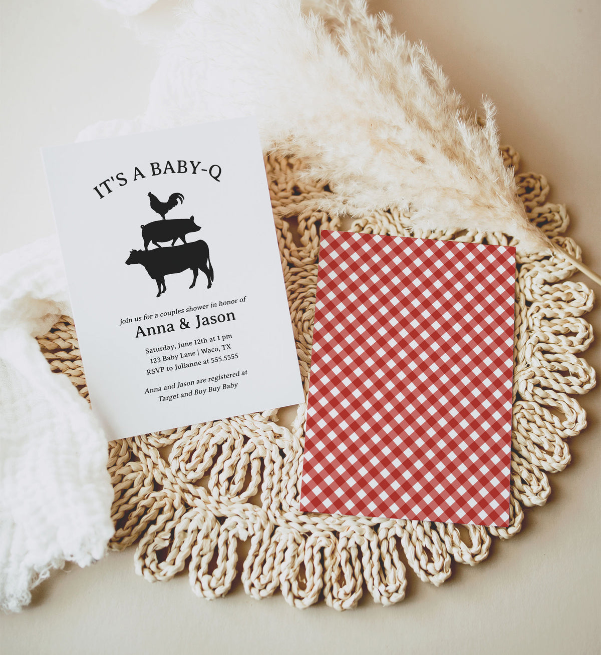 Editable Baby Q Baby Shower Invitation Template