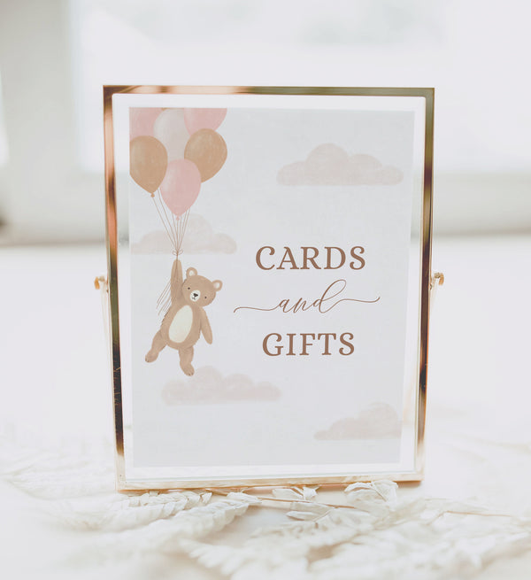Teddy Bear Baby Shower Cards and Gifts Sign - Little Folk Printables