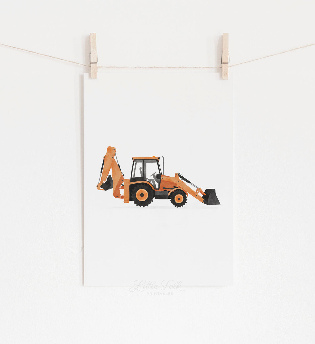 Backhoe Loader Print - Orange