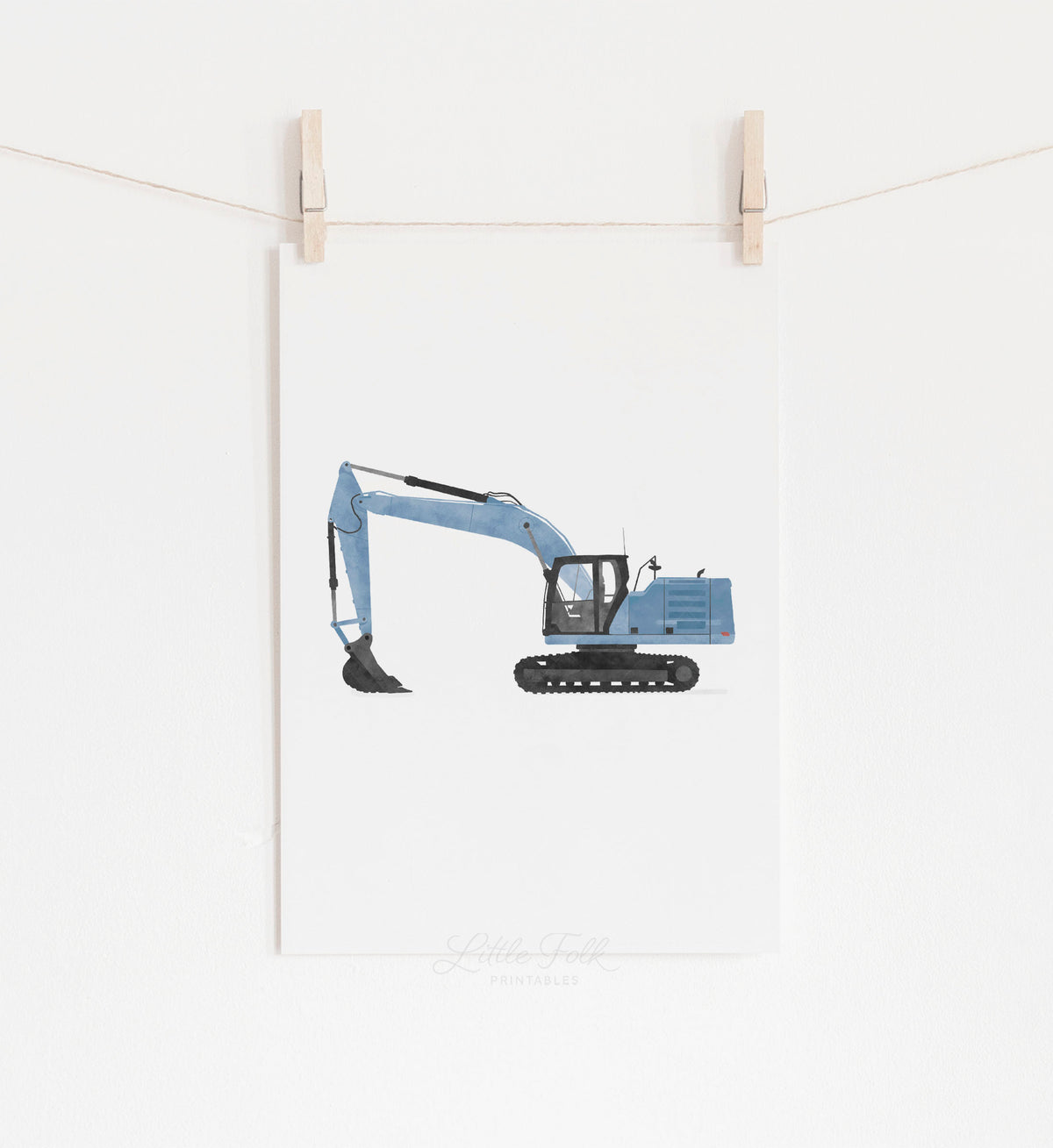 Excavator Print - Blue