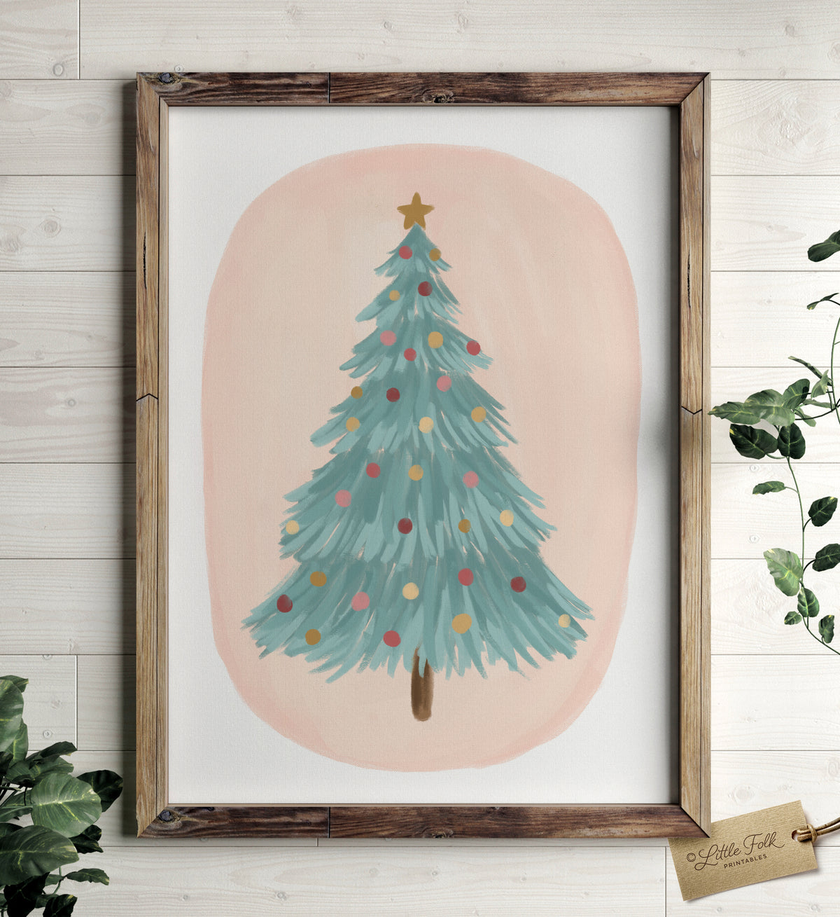 Teal Christmas Tree Print