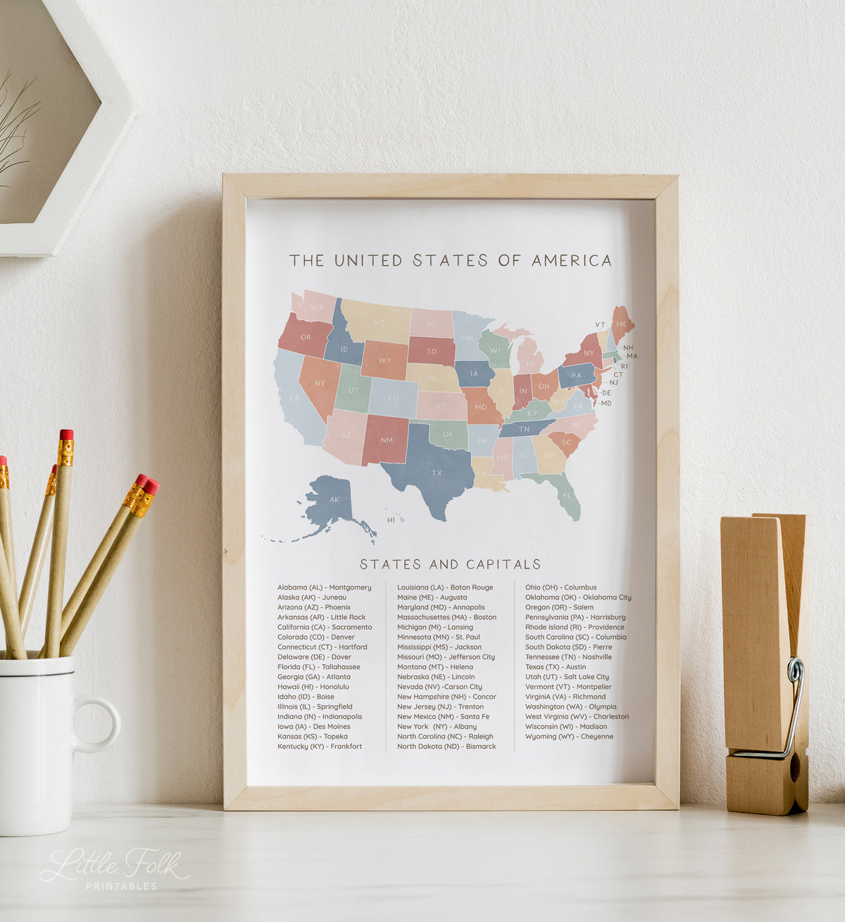 US Map with Capitals Print - MRCP