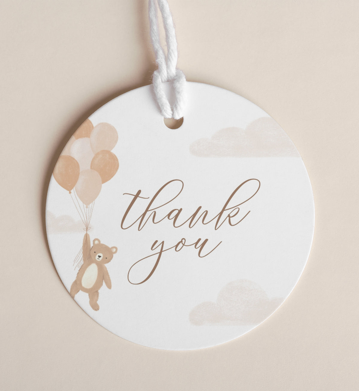 Editable Teddy Bear Baby Shower Favor Tag Template