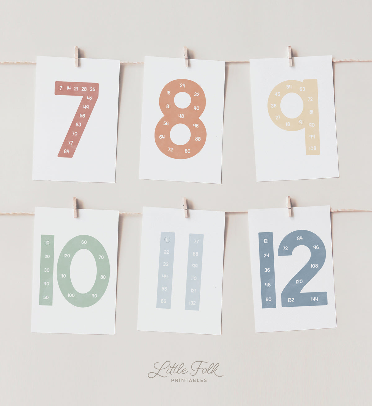 Skip Counting Posters - Muted Rainbow