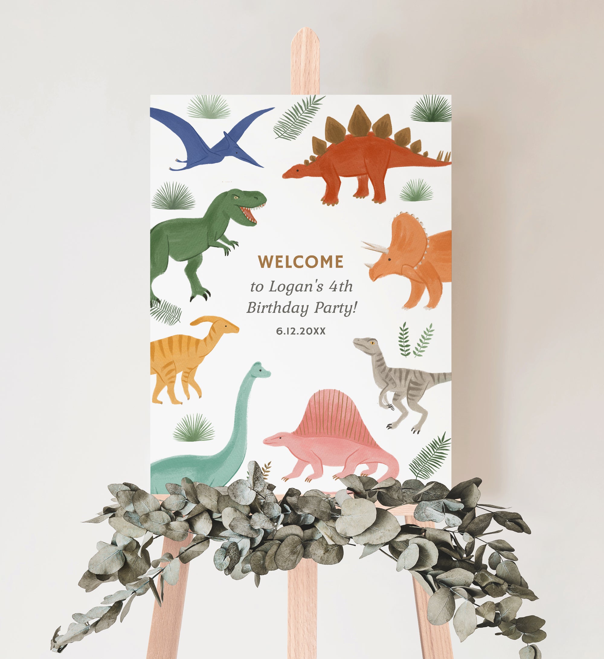 Editable Dinosaur Birthday Party Welcome Sign