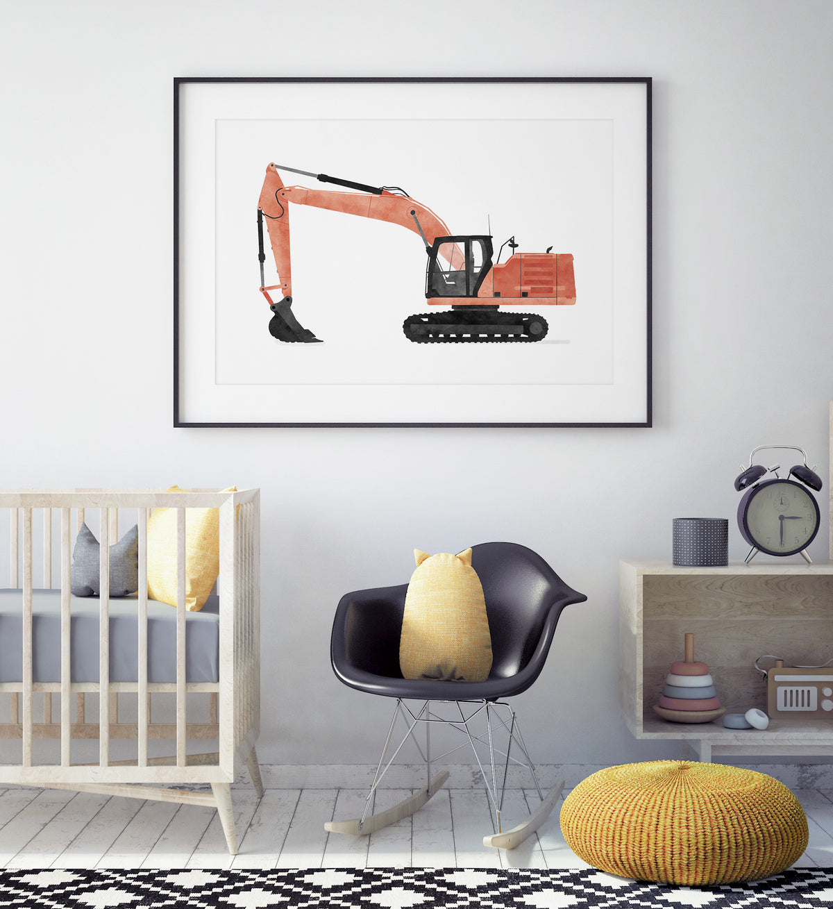 Excavator Horizontal Print - Red