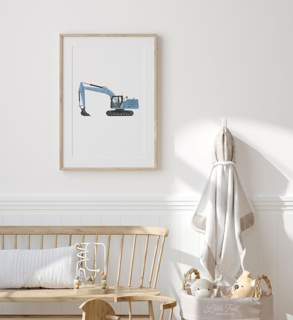 Excavator Print - Blue
