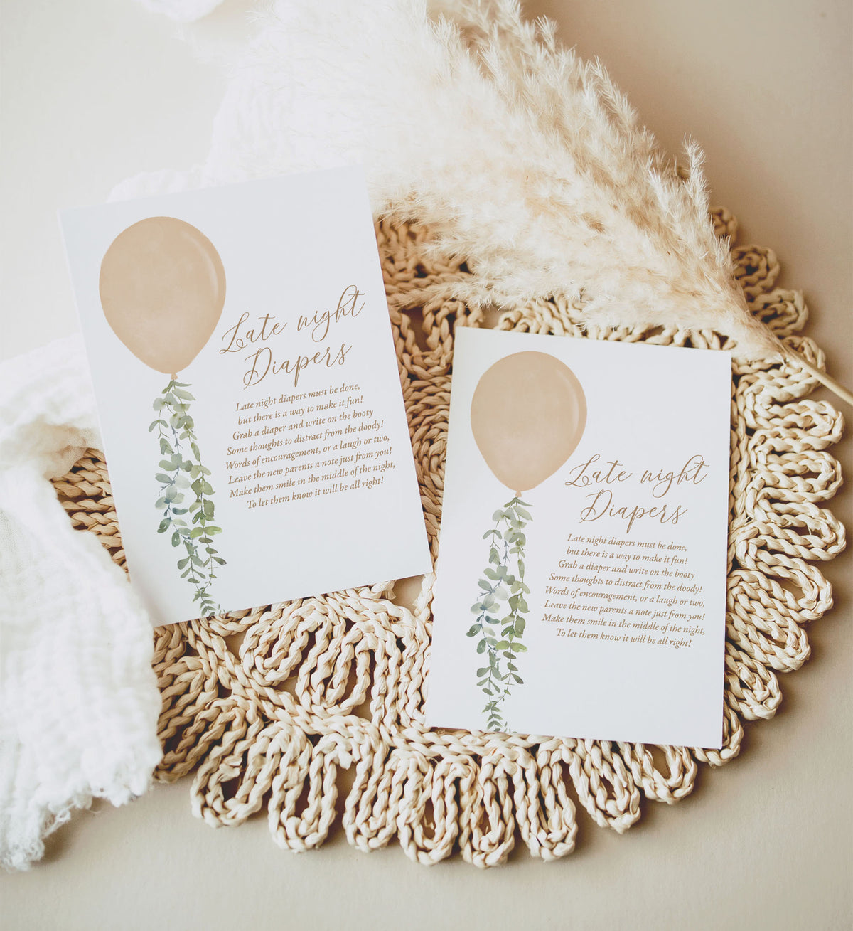 Gold Balloon Baby Shower Late Night Diapers Sign