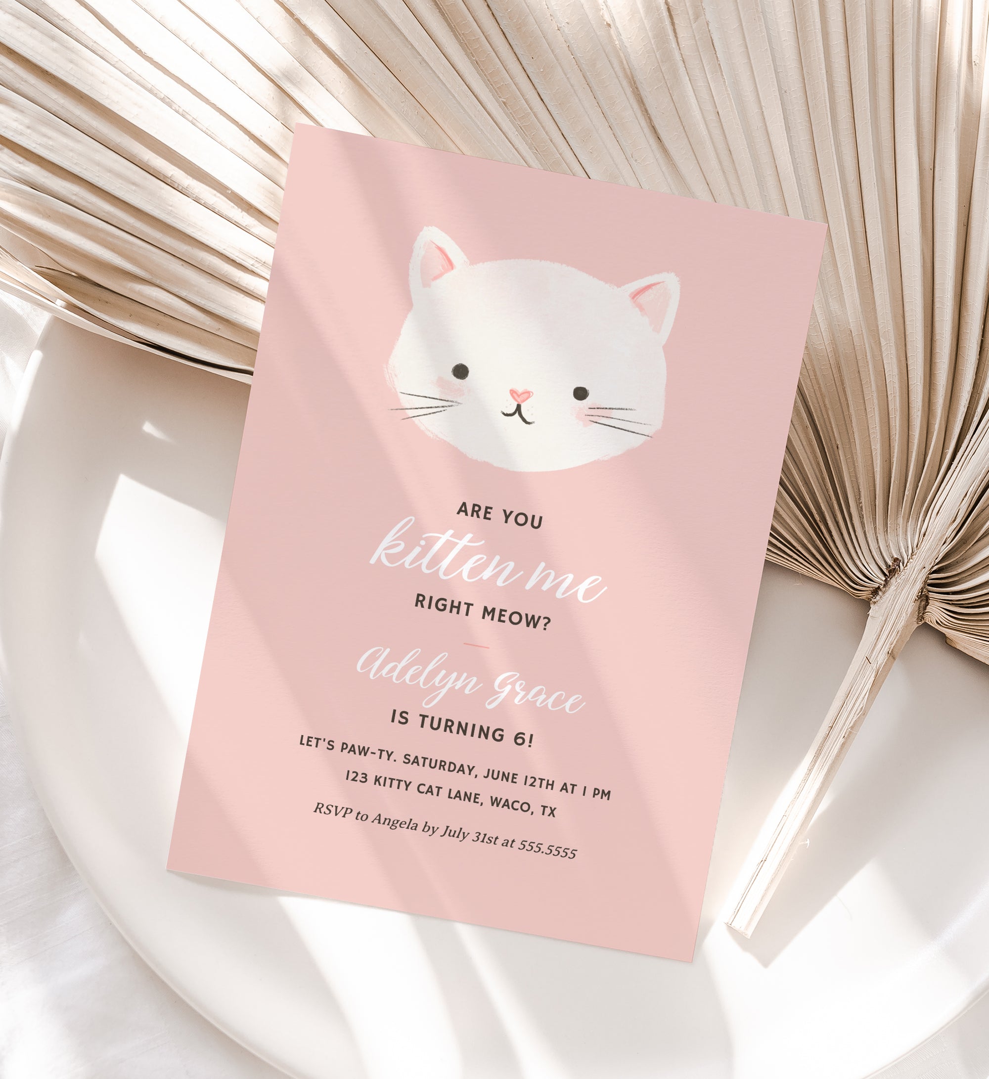 Editable Kitten Birthday Party Invitation Template No. 3
