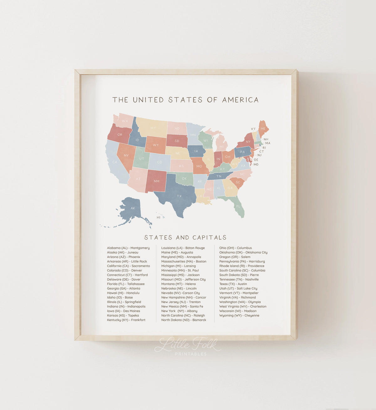 US Map with Capitals Print - MRCP