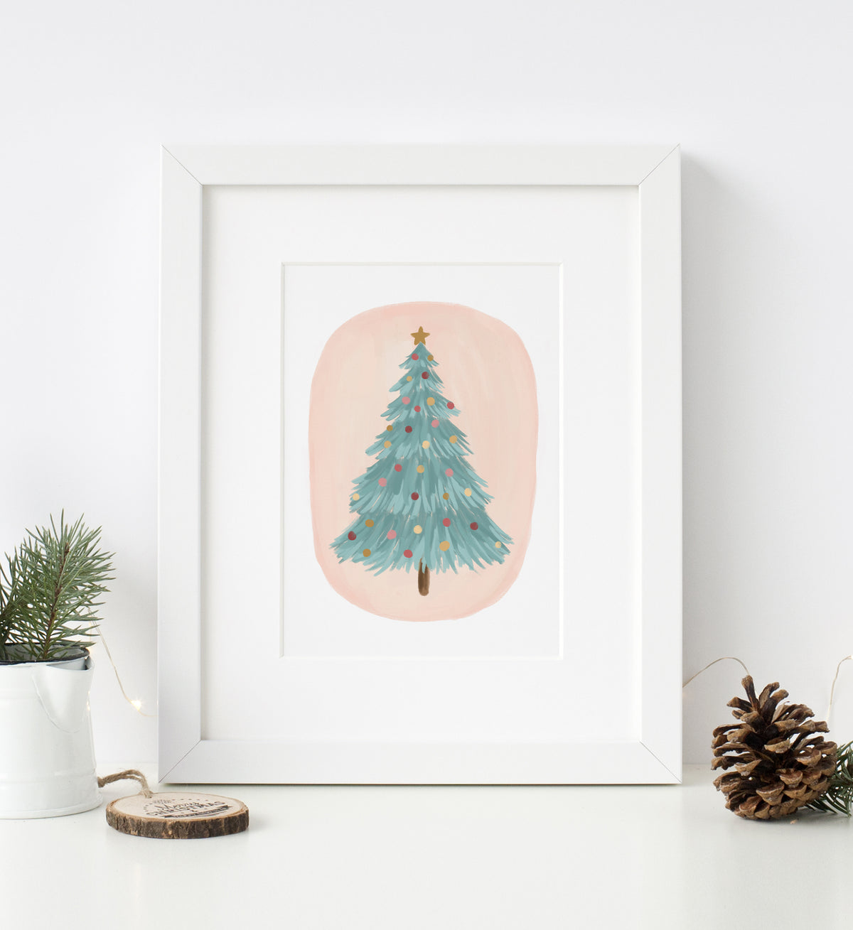 Teal Christmas Tree Print