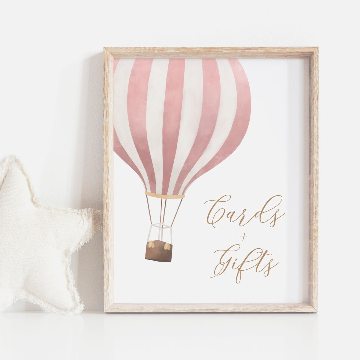 Pink Hot Air Balloon Baby Shower Cards and Gifts Sign