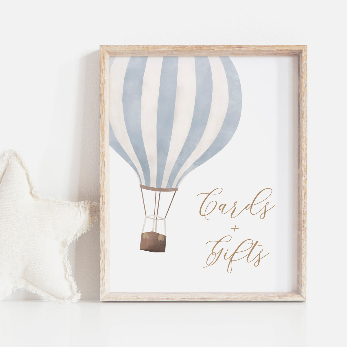 Blue Hot Air Balloon Baby Shower Cards and Gifts Sign