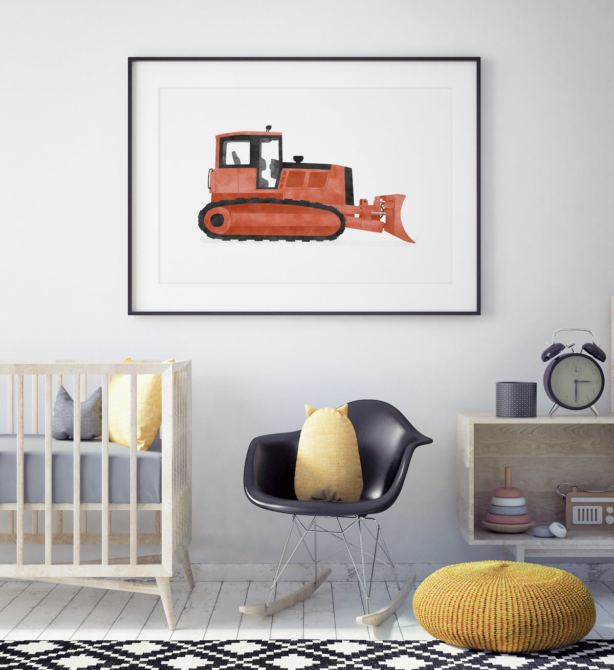 Bulldozer Horizontal Print - Red