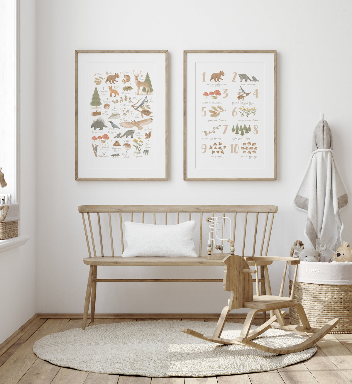 Woodland Alphabet and Numbers Set of 2 Prints