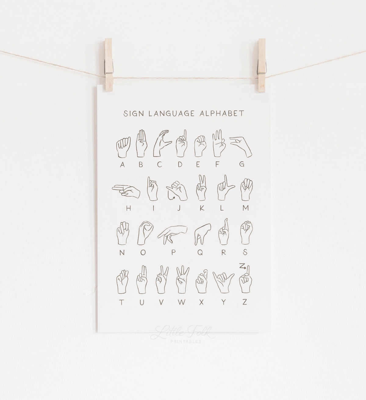 American Sign Language Alphabet Print
