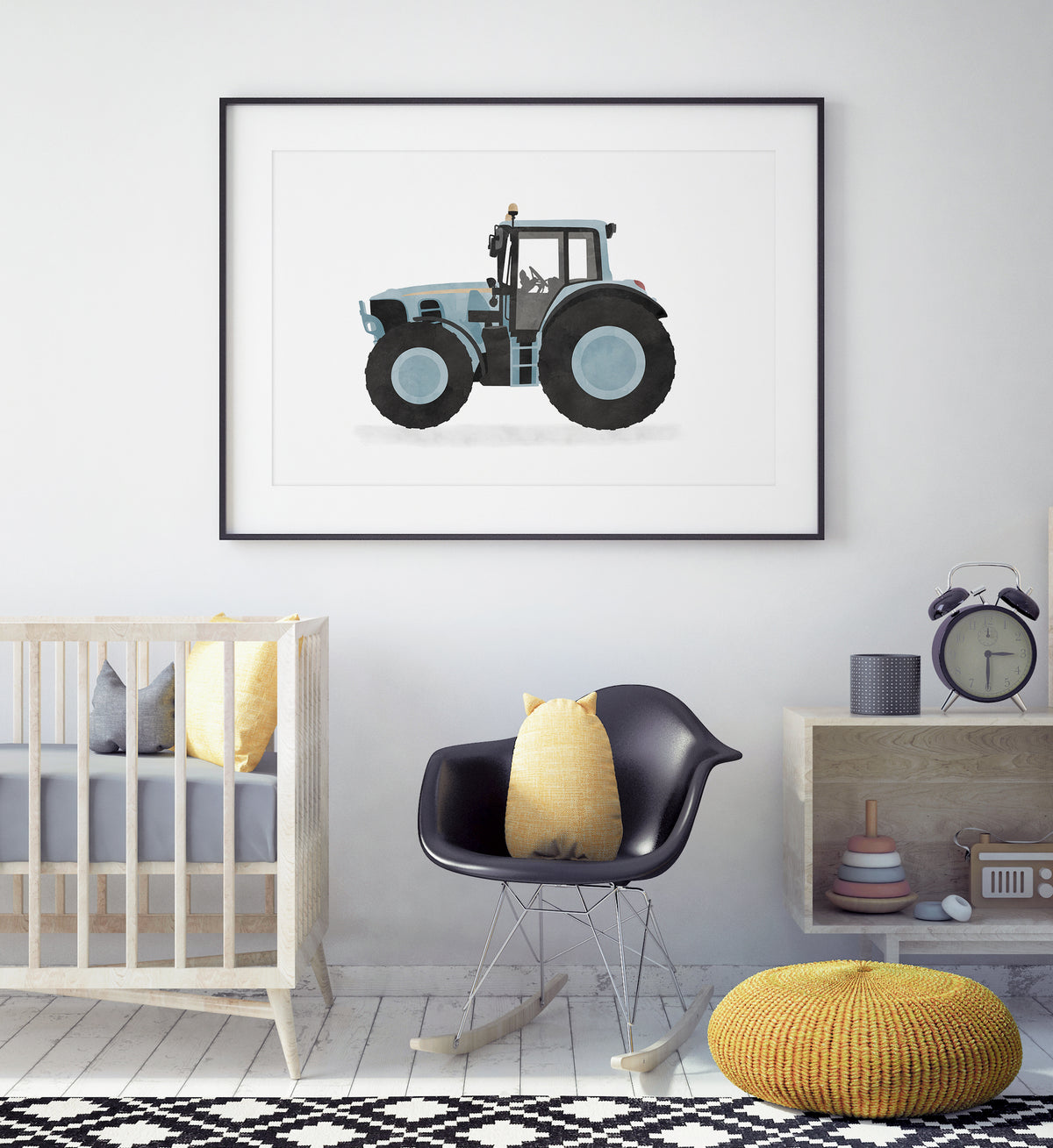 Tractor Horizontal Print - Light Blue