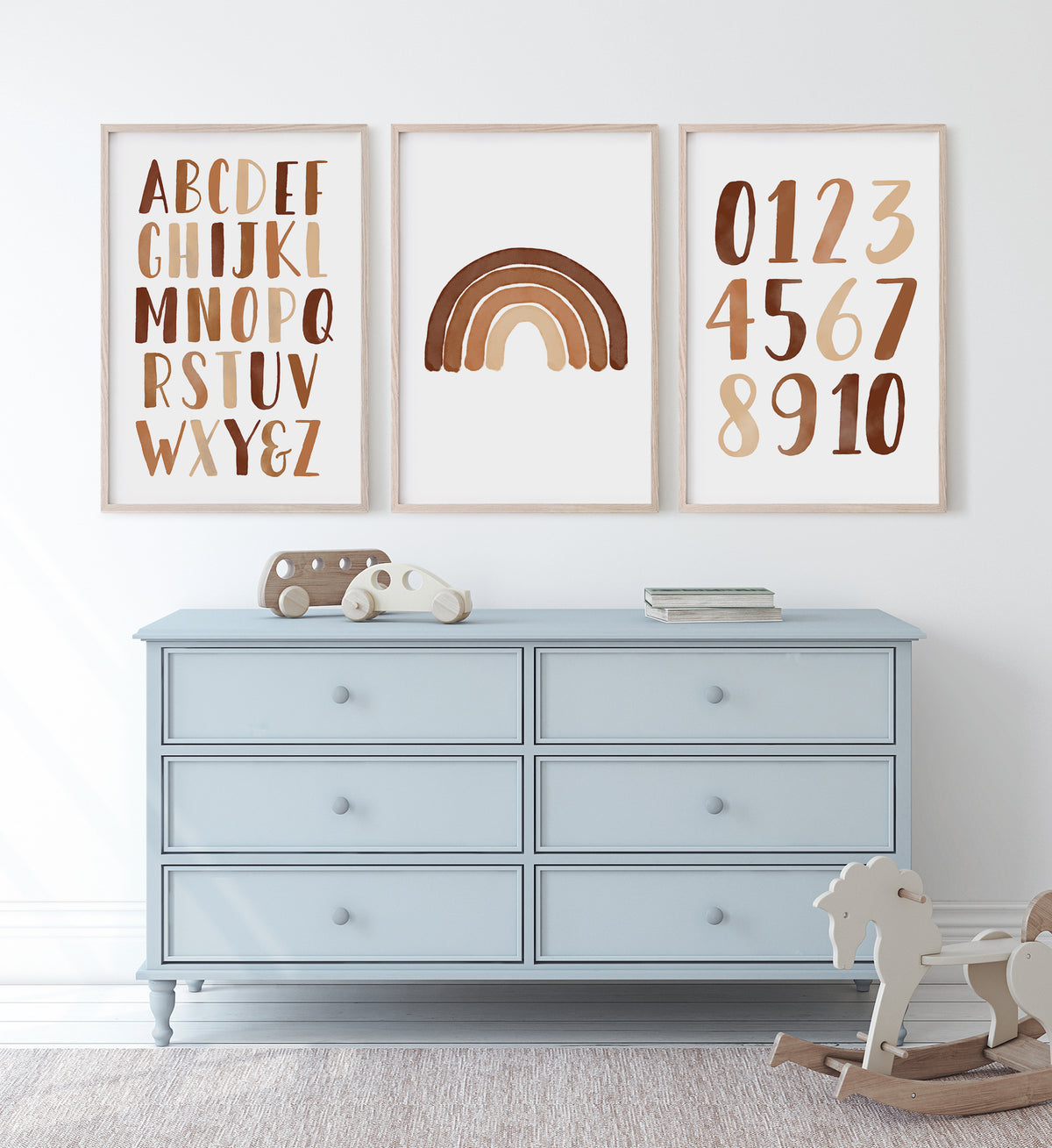 Rainbow, Alphabet &amp; Numbers Set of 3 Prints - BOCP