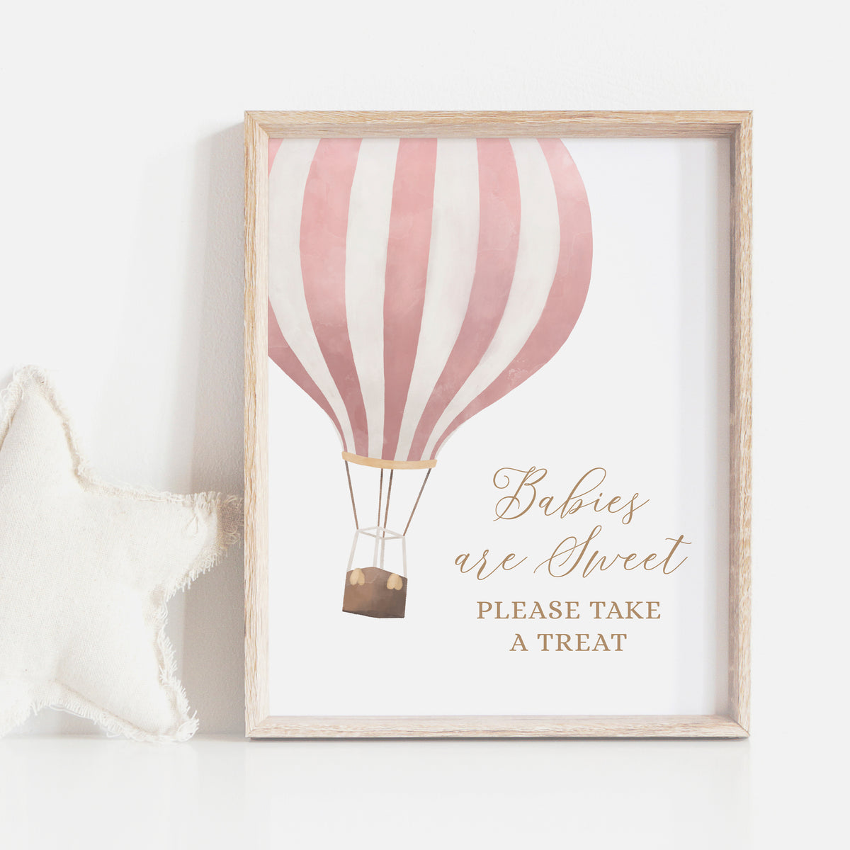 Pink Hot Air Balloon Baby Shower Babies are Sweet Take a Treat Sign