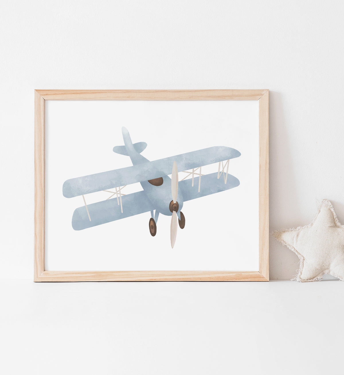 Vintage Biplane Horizontal Print - Front View