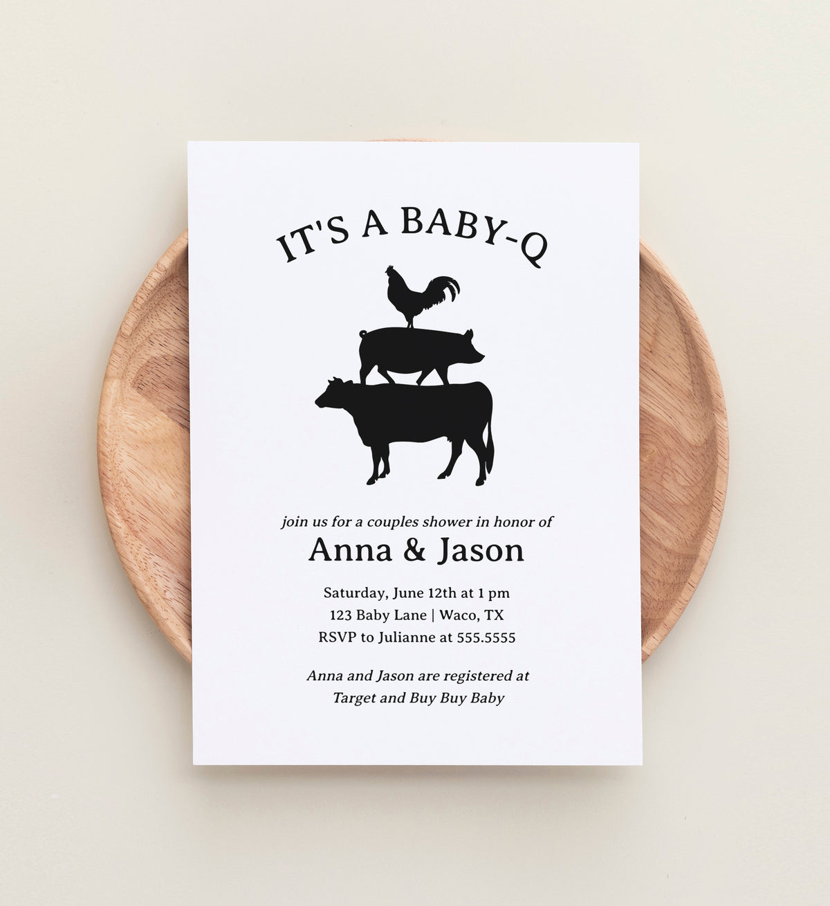 Editable Baby Q Baby Shower Invitation Template
