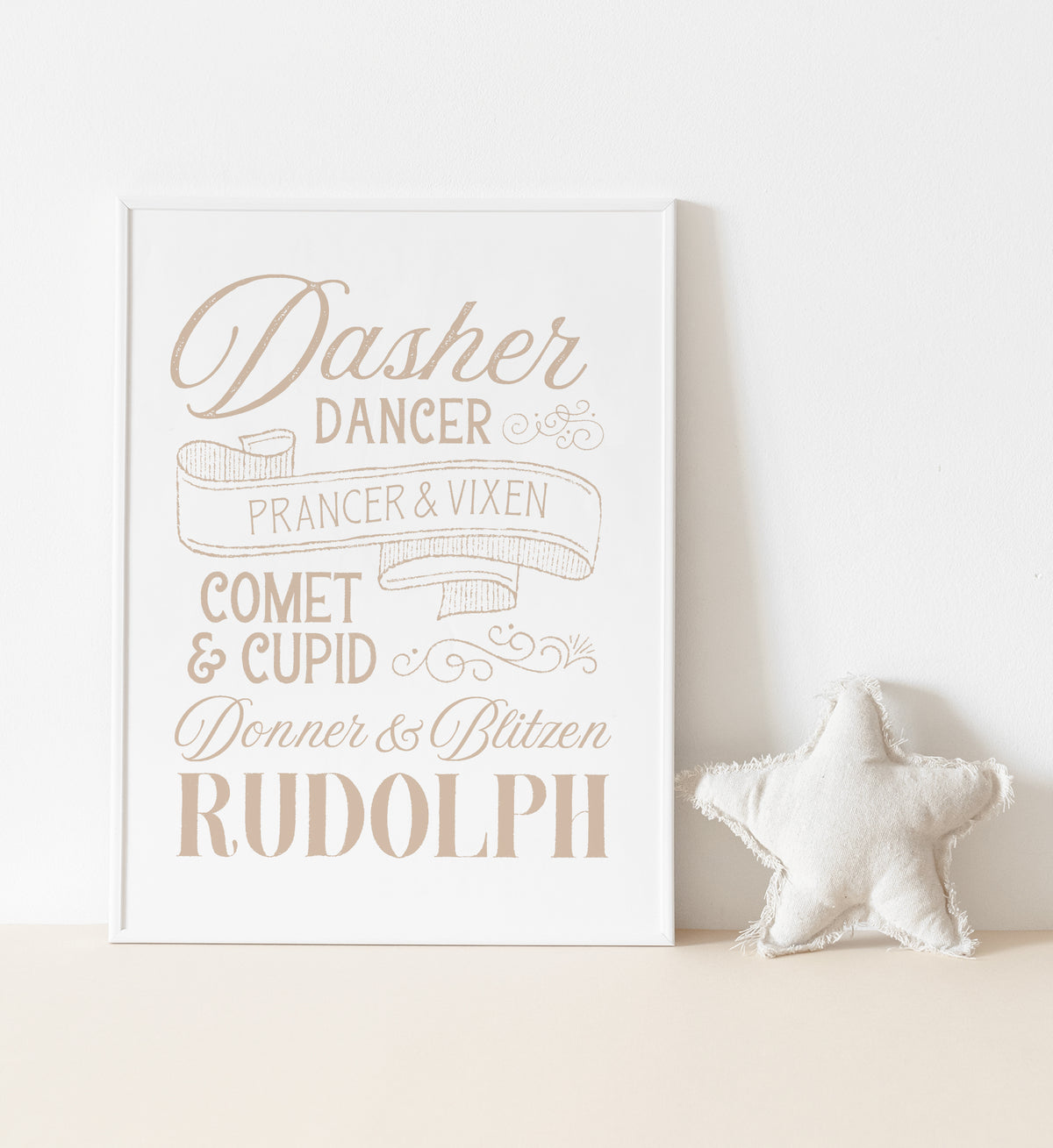 Gold Reindeer Names Print