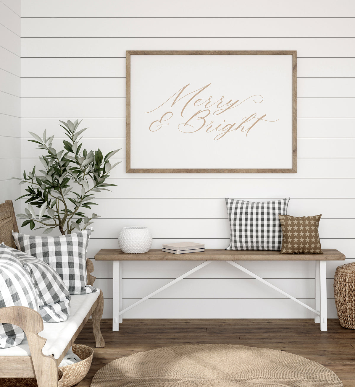 Merry &amp; Bright Script Print