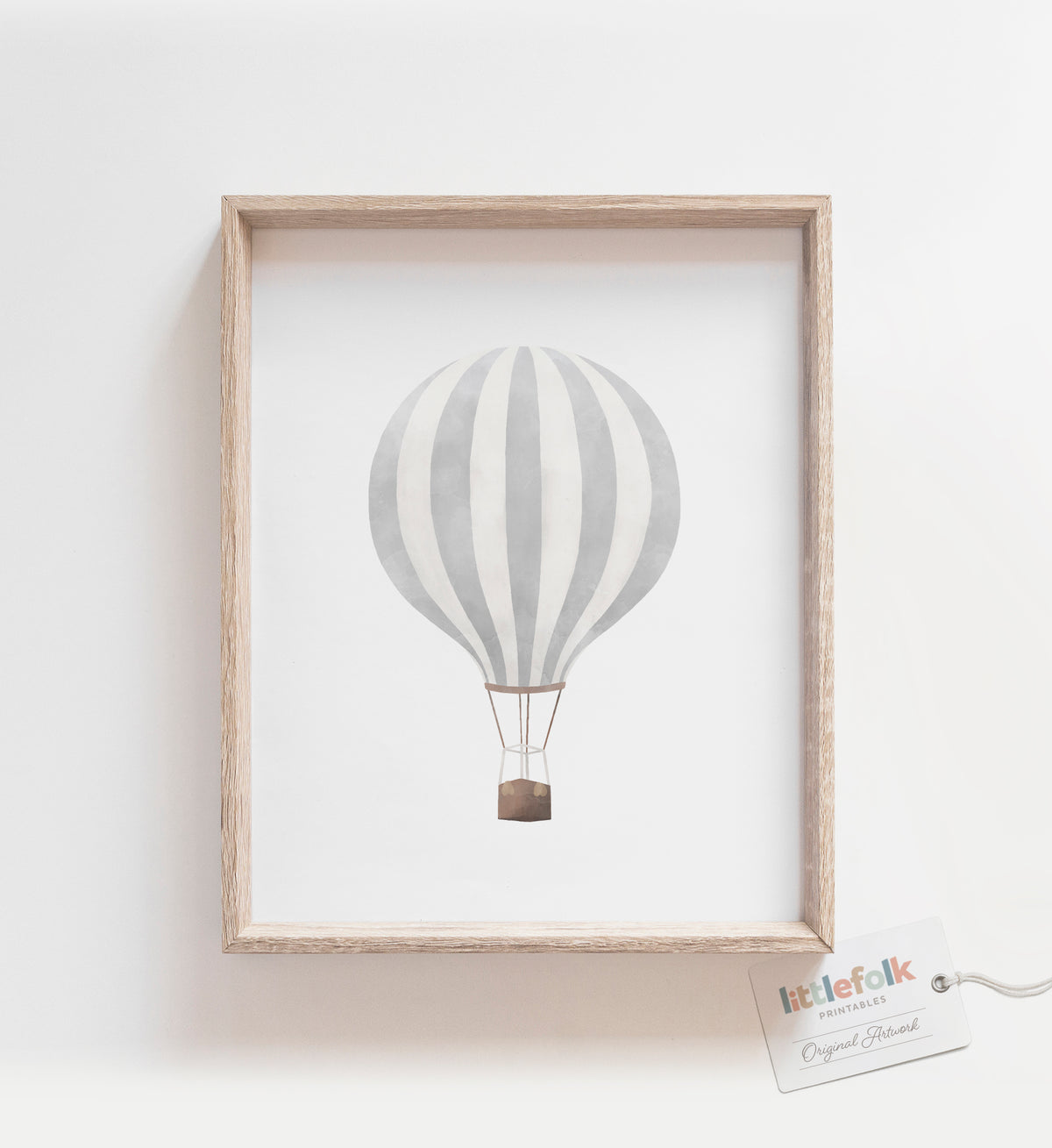 Hot Air Balloon Print - Gray
