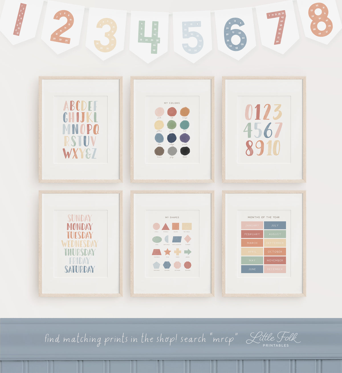 Skip Counting Posters - Muted Rainbow
