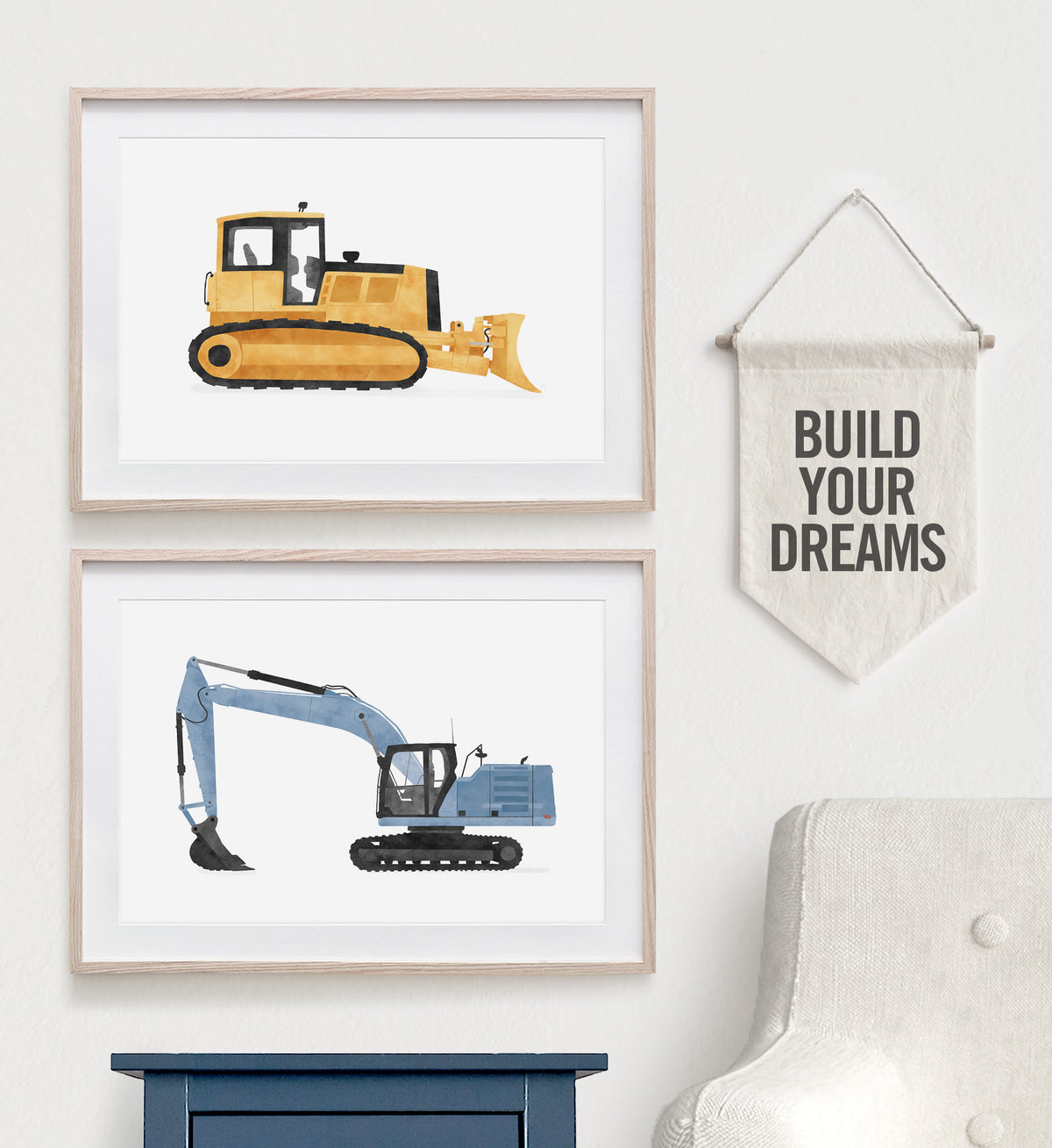 Bulldozer Horizontal Print - Yellow
